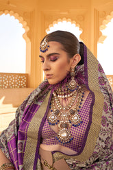 Indian culture inspired block print pure silk exclusive saree for all occasion with gold foil work finish